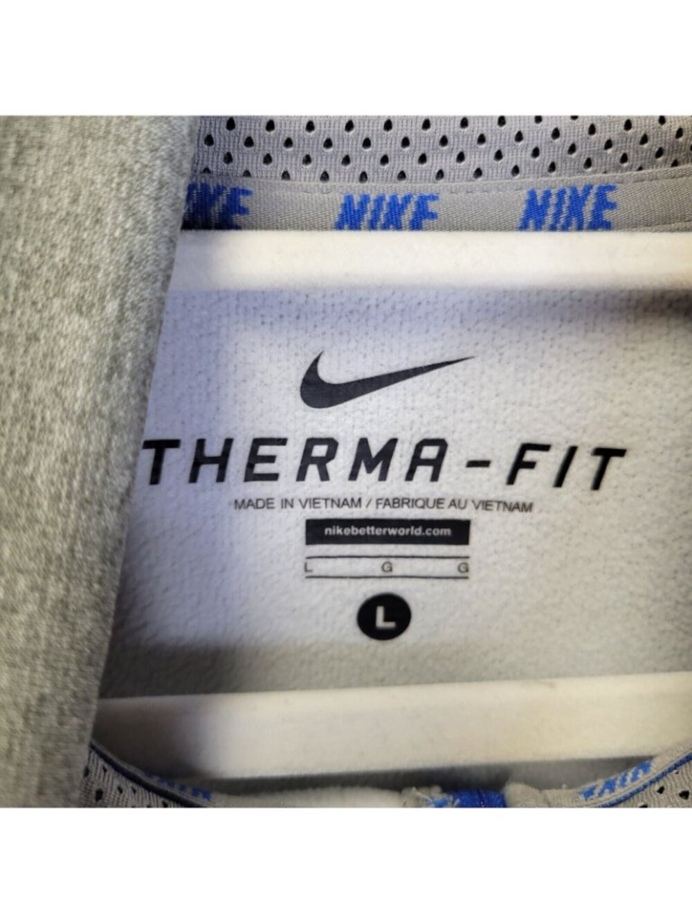 Nike Therma Fit Men's Large Pullover 1/2 Zip Gray Blue - Picture 5 of 6